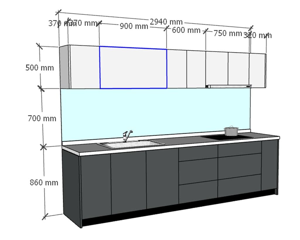 kích thước tủ bếp chuẩn