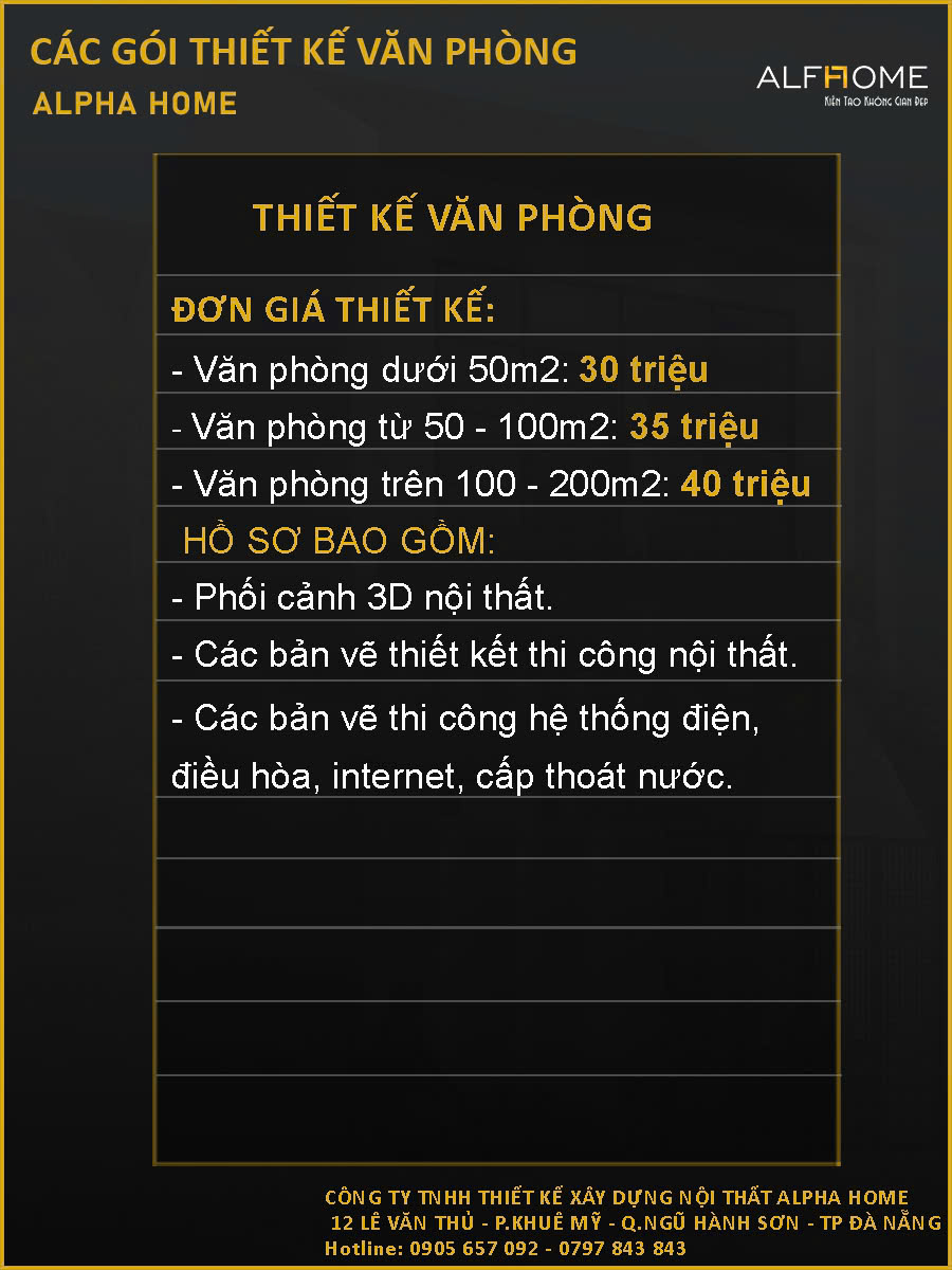 Báo giá thiết kế nội thất văn phòng 